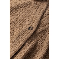 Buckskin Short Sleeve Textured Button Up Tie Waist Long Dress - L thumbnail