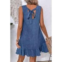 Ashleigh Blue Knot Scoop Back Ruffle Hem Sleeveless Mini Dress - XL thumbnail