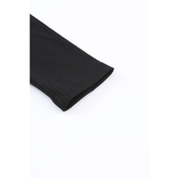 Black Solid Color Ribbed Crop Top Long Pants Set - XL thumbnail