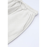 Bright White Textured Loose Fit T Shirt and Drawstring Pants Set - S thumbnail