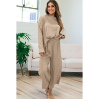 Smoke Gray Loose Textured Pullover and Pants Outfit - M thumbnail