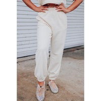 White Lattice Textured Cropped Tee and Jogger Pants Set - XL thumbnail