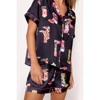 Black Western Boots Printed Short Pajama Set - L thumbnail