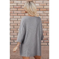 Light Grey Solid Color Loose Tunic Top and Slim Shorts Set - 3XL thumbnail