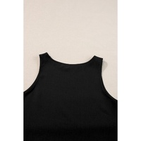 Black Ricrac Trim Tank Top Elastic Waist Shorts Set - S thumbnail