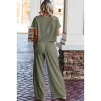 Seagrass Raw Hem Loose Tee and Wide Leg Pants Set - L thumbnail
