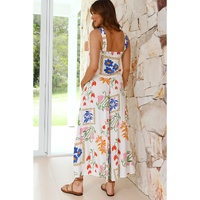 White Colorful Printed Square Neck Tank and Wide Leg Pants Set - XL thumbnail