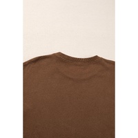 Coffee Solid Color High Low Pullover and Skinny Pants Set - S thumbnail