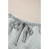 Light Grey Stand Neck Zipped Sweatshirt and Shorts Set - L thumbnail