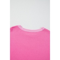 Sachet Pink High Low Patchwork Long Sleeve Top and Shorts Set - S thumbnail