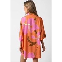 Russet Orange Floral Print Tunic Shirt and Shorts Set - XL thumbnail