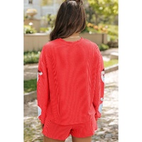 Gold Flame Sequin Christmas Santa Clause Corded Pullover and Shorts Set - XL thumbnail