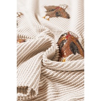 Parchment Thanksgiving Sequined Turkey Corded Knit Loose Fit Shorts Set - M thumbnail
