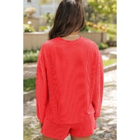 Gold Flame Sequin Christmas Tree Corded Long Sleeve Top ans Shorts Set - M thumbnail