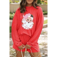 Gold Flame Shiny Father Christmas Corded Long Sleeve Top and Shorts Set - M thumbnail
