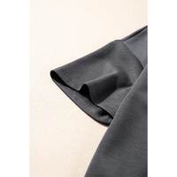 Dark Grey Drawstring Side Crewneck Tee and Loose Pants Set - L thumbnail