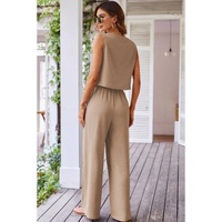 Goat Buttoned Vest Drawstring Wide Leg Pants 2pcs Set - M thumbnail