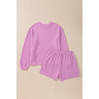 Phalaenopsis Corded Sequined XOXO Heart Valentines Long Sleeve Shorts Set - L thumbnail