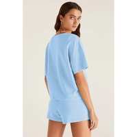 Myosotis V Neck Drop Shoulder Tee and Patchwork Drawstring Shorts Set - L thumbnail
