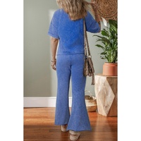 Ashleigh Blue Acid Wash Star Patched Rolled Trim Pants Set - L thumbnail