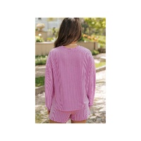 Phalaenopsis Easter Egg Patched Graphic Corded Long Sleeve Top Shorts Set - M thumbnail