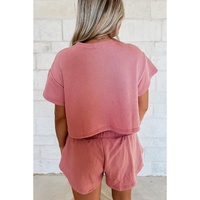 Blossom Bow Crawfish Print T Shirt and High Waist Ruffle Skorts Set - L thumbnail