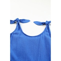 Azura Exchange Blue Textured Knotted Straps High Waist Wide Leg Romper - XL thumbnail