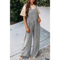 Azura Exchange Textured Wide Leg Overall with Pockets - L thumbnail