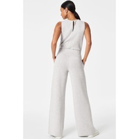 Light Grey Solid Color Crew Neck Drawstring High Waist Sleeveless Jumpsuit - L thumbnail