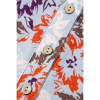 Sky Blue Floral Sleeveless Buttoned Pocketed Wide Leg Jumpsuit - L thumbnail