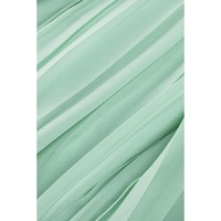 Green Pleated Ruffled Tie Waist Buttons V Neck Romper - M thumbnail