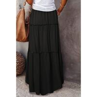 Azura Exchange Tiered Drawstring Waist Maxi Skirt - M thumbnail