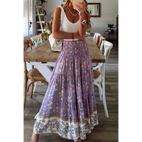 Azura Exchange Floral Print High Waist Maxi Skirt - S thumbnail