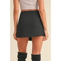 Black Rhinestone Bow Wrap High Waist Mini Skirt - S thumbnail