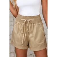 Azura Exchange Drawstring Khaki High Waist Shorts - L thumbnail
