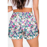 Light Blue Leopard High Waisted Athletic Shorts - L thumbnail
