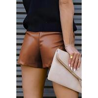 Azura Exchange Pleated Faux Leather Casual Shorts - 16 US thumbnail