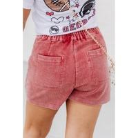 Azura Exchange Rose Pink Vintage Mineral Wash Pockets Corduroy Shorts - L thumbnail