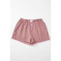 Red Plaid Gingham Printed High Waist Shorts - M thumbnail