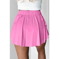 Bonbon Drawstring High Waist Lined Tennis Skorts - L thumbnail