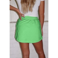Light Green French Terry Drawstring Mini Skort with Pockets - L thumbnail
