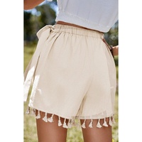 Apricot Tassel Trim Wrap Knot Side Bohemian Style Mini Skort - L thumbnail
