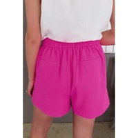 Sachet Pink Half Elastic Waist Casual Pocketed Shorts - M thumbnail