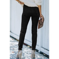 Black High Waist Faux Suede Skinny Leggings - XL thumbnail