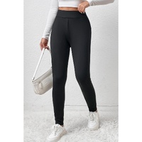 Black Fleece Lining Winter High Waist Leggings - L thumbnail
