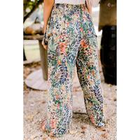 Azura Exchange Floral Print Shirred High Waist Wide Leg Pants - XL thumbnail