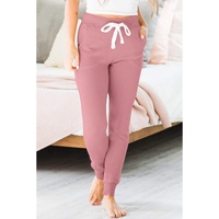 Fushia Drawstring Waist Pocketed Joggers - S thumbnail