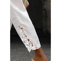 Azura Exchange Lace Splicing Drawstring Casual Cotton Pants - XL thumbnail