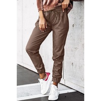 Brown Leather Tie Waist Jogger Pants - XL thumbnail