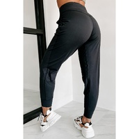 Black Exposed Seam High Waist Pocketed Joggers - M thumbnail